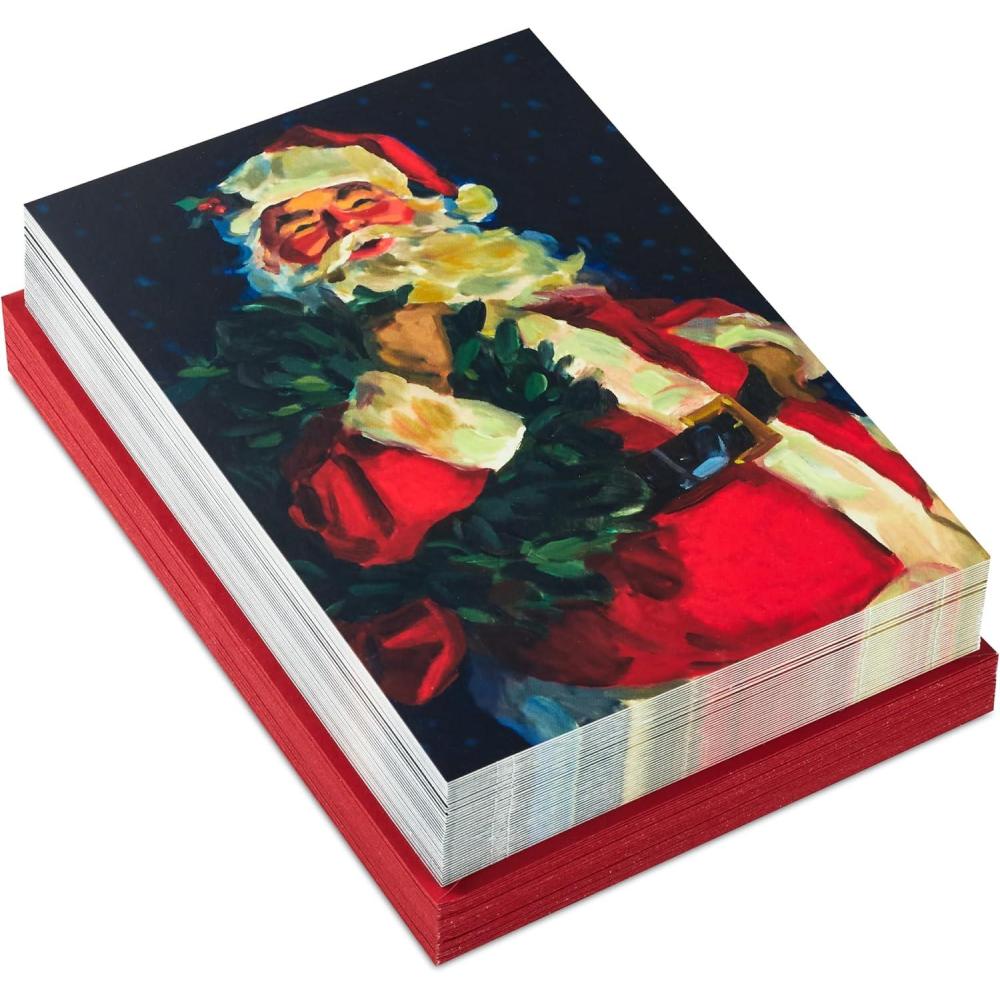 imageHallmark Boxed Christmas Cards Classic Santa Claus 40 Cards and 40 Envelopes Magic Wonder Laughter Fun