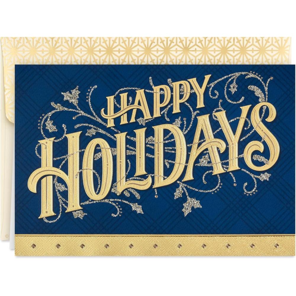 imageHallmark Boxed Christmas Cards Season to be Grateful 16 Cards and 17 EnvelopesBlue and Gold