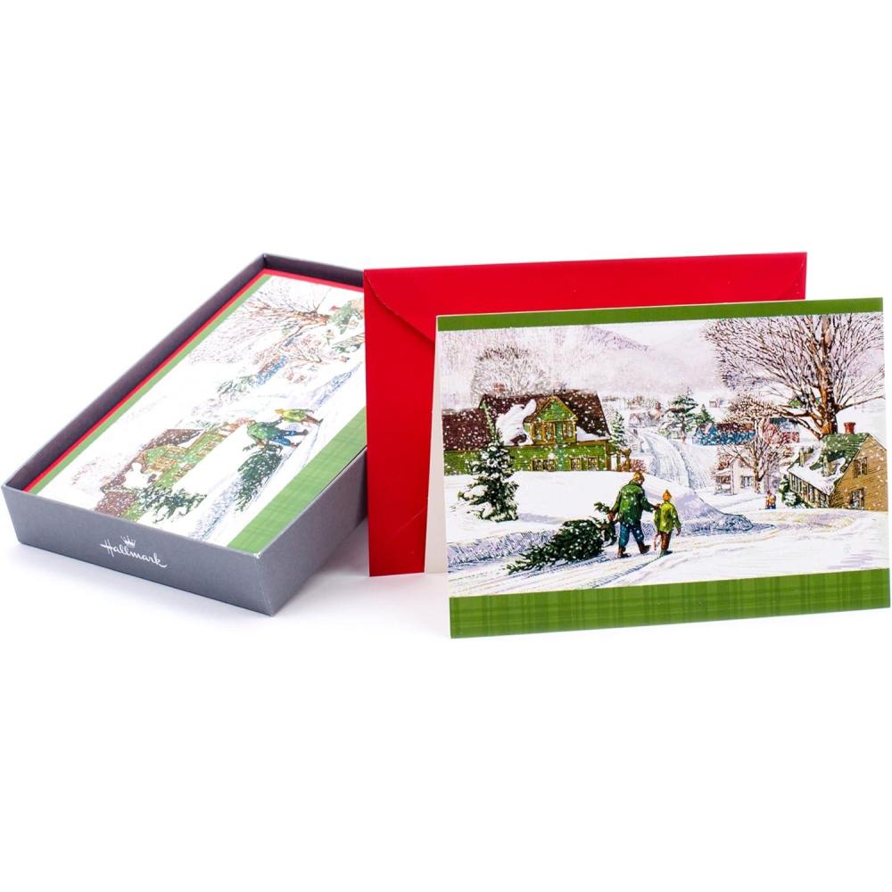 imageHallmark Boxed Christmas Cards Season to be Grateful 16 Cards and 17 EnvelopesBringing Home the Tree