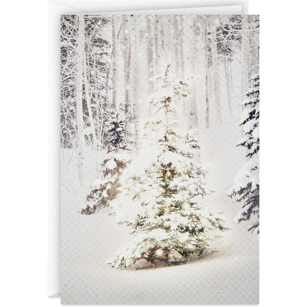 imageHallmark Boxed Christmas Cards Snowy Glowy Tree 16 Cards and EnvelopesSnowy