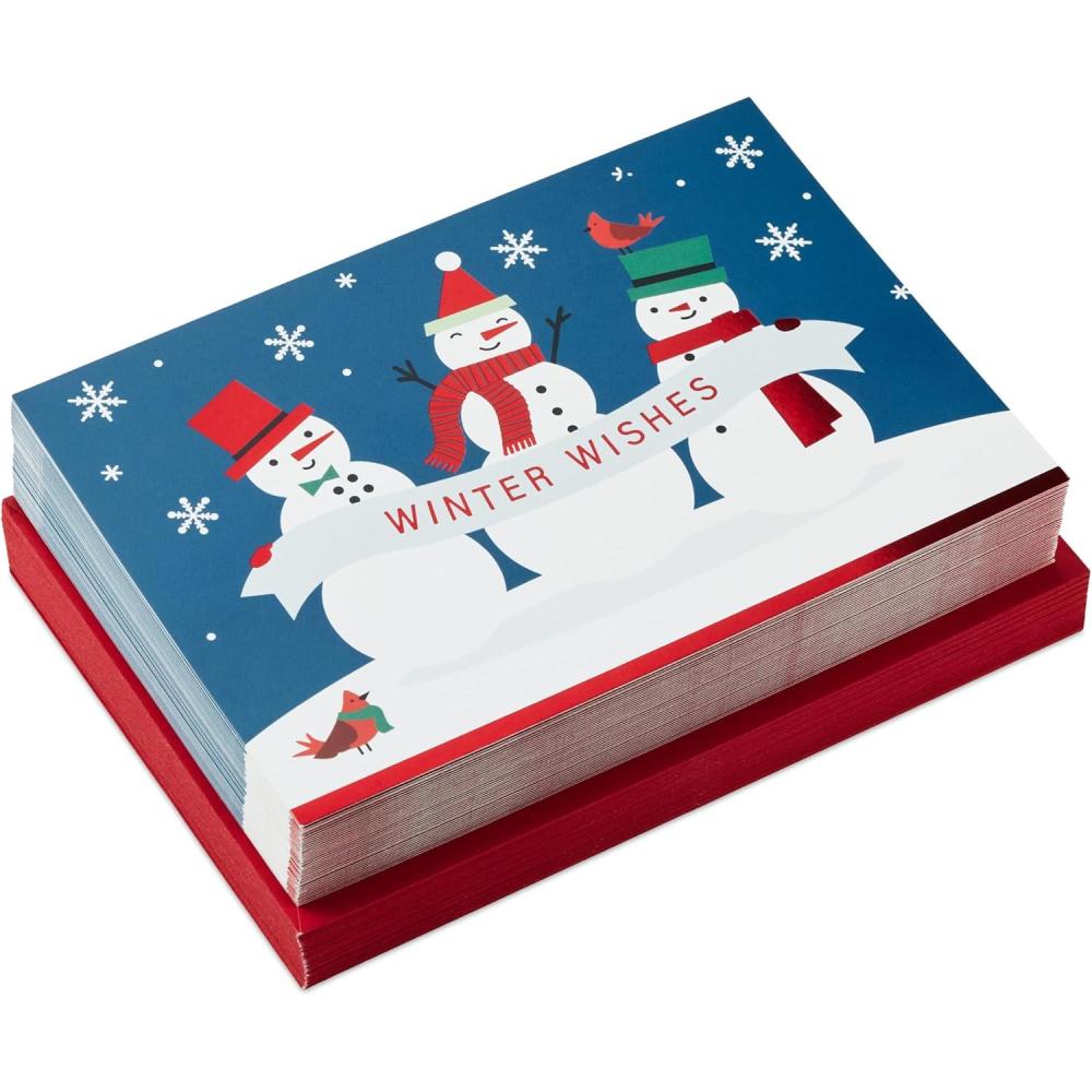 imageHallmark Boxed Christmas Cards Winter Wishes Snowmen 40 Cards and 40 Envelopes