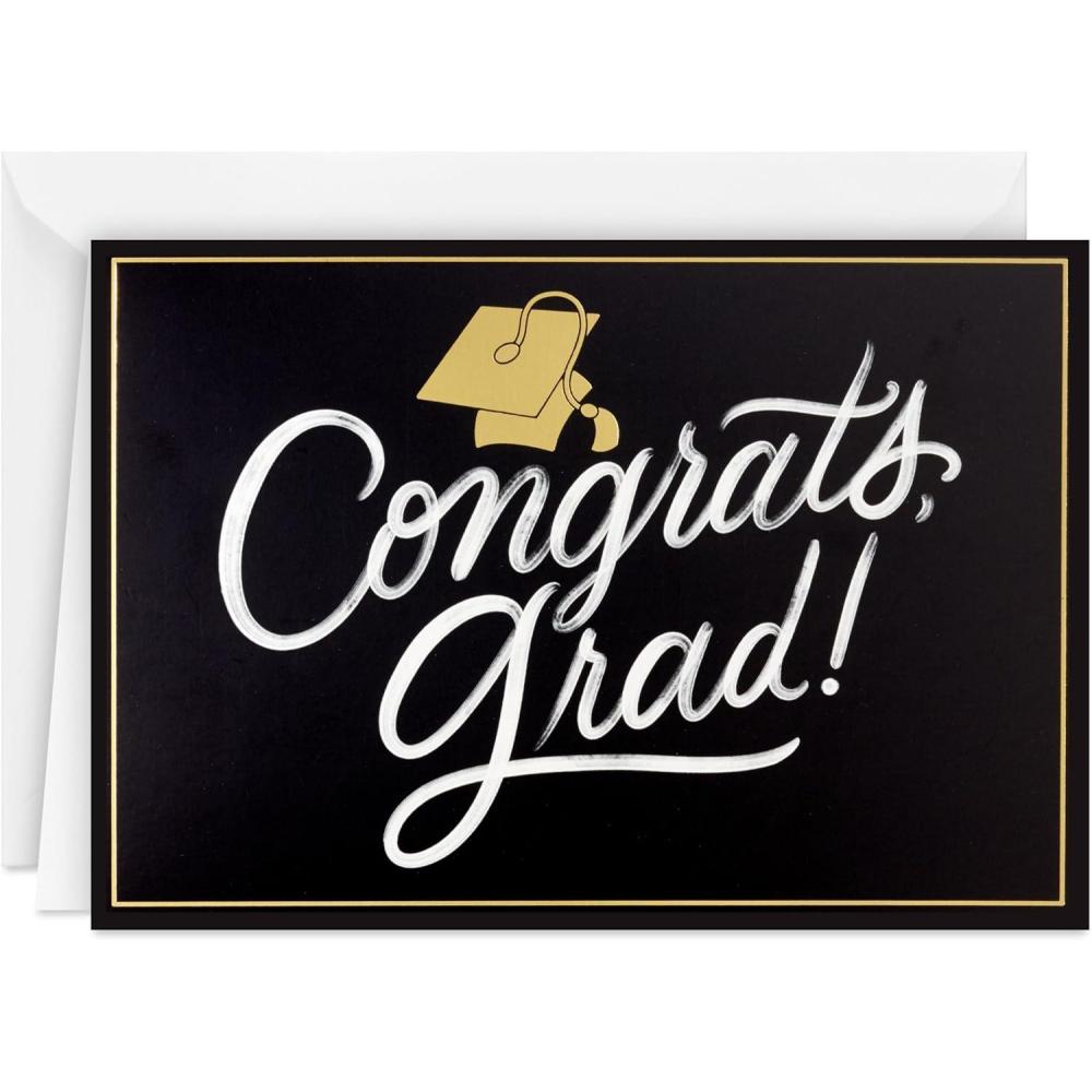 imageHallmark Boxed Graduation Cards Congrats Grad 40 Cards with Envelopes Black White and GoldCongrats Grad