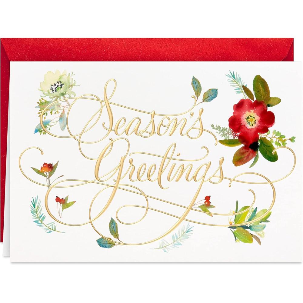 imageHallmark Boxed Holiday Cards Floral Seasons Greetings 40 Cards with EnvelopesCards
