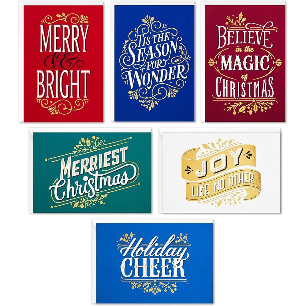 imageHallmark Bulk Boxed Christmas Card Assortment Elegant JewelTone Floral Assortment 72 Cards and EnvelopesLettering Holiday Card Assortment