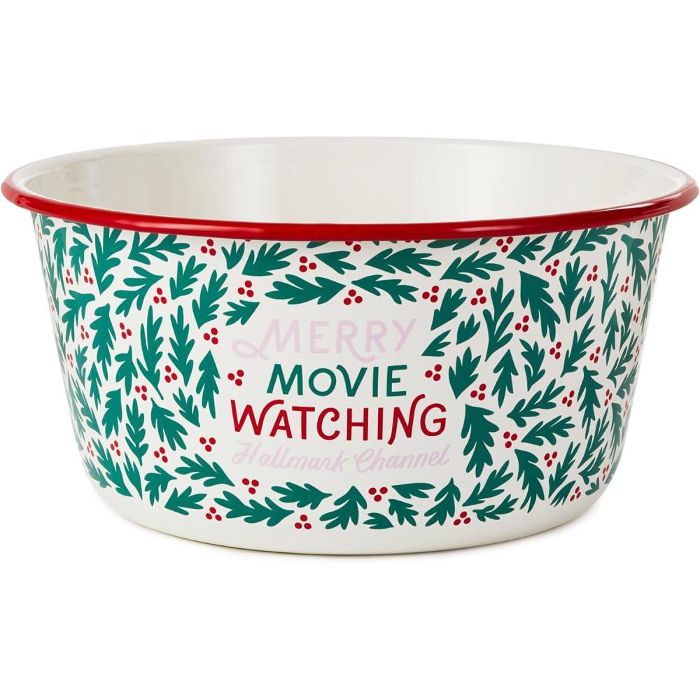 imageHallmark Channel Popcorn Bowl Merry Movie Watching Red and Green Holly Housewarming PresentPopcorn Bowl
