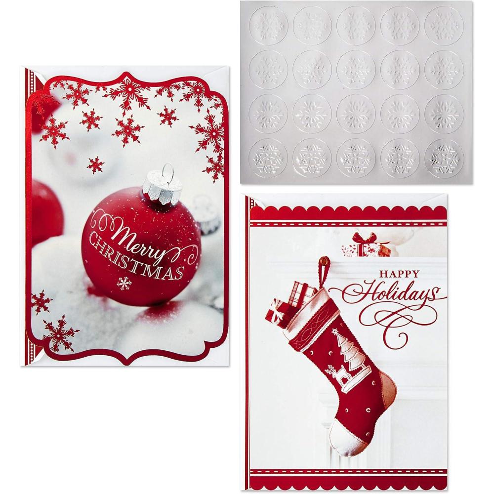 imageHallmark Christmas Boxed Card Assortment Ornament and Stocking 40 Cards with Envelopes and Gold Seals 1XPX2806Ornament and Stocking