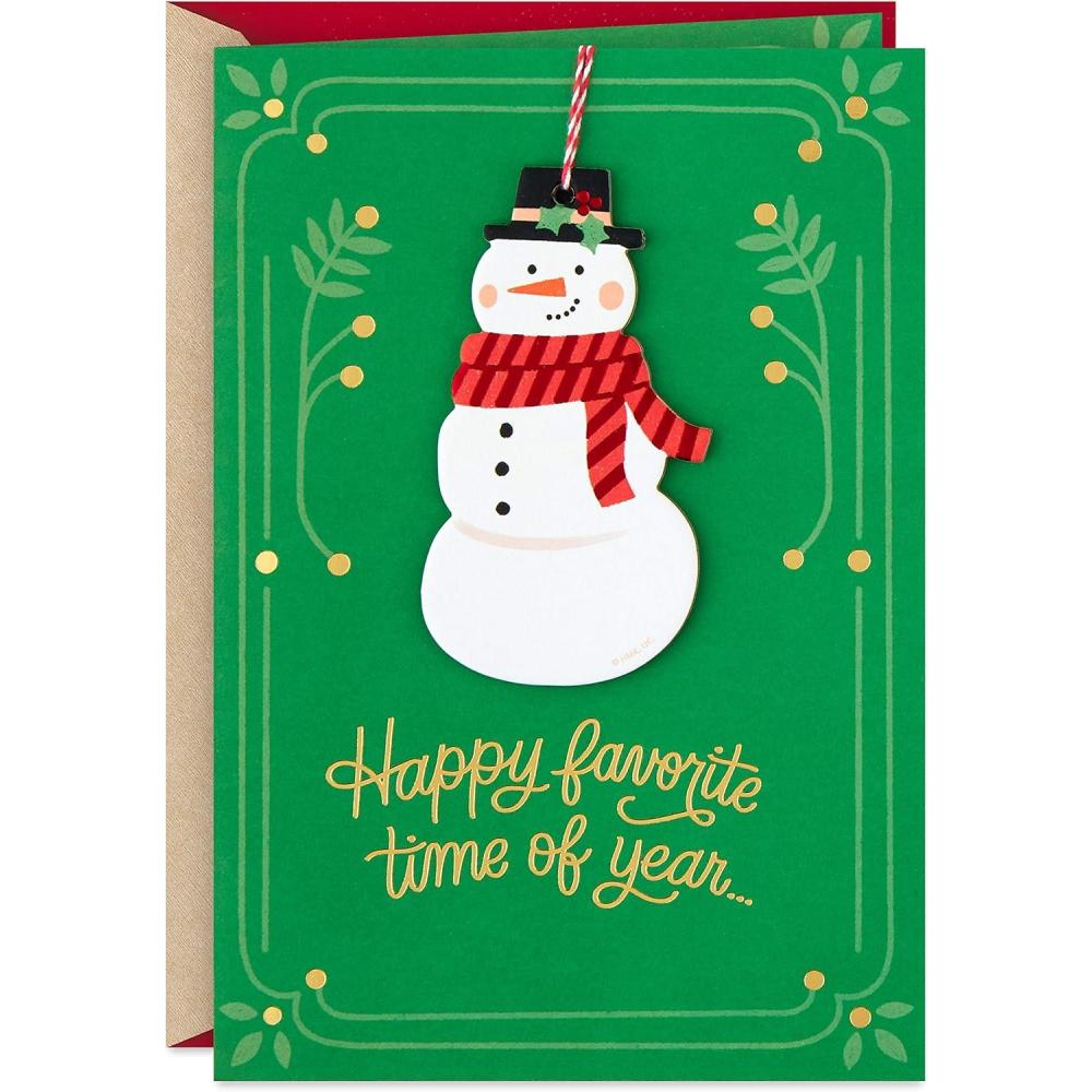 imageHallmark Christmas Card Wonderful YouFavorite Time of Year  Removable Snowman Ornament