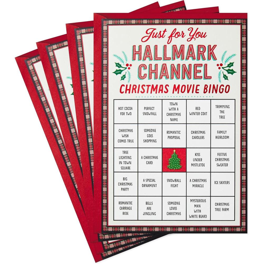 imageHallmark Christmas Cards 4 Cards with Envelopes Hallmark Channel Christmas Movie BingoHallmark Channel Bingo  Pack of Cards