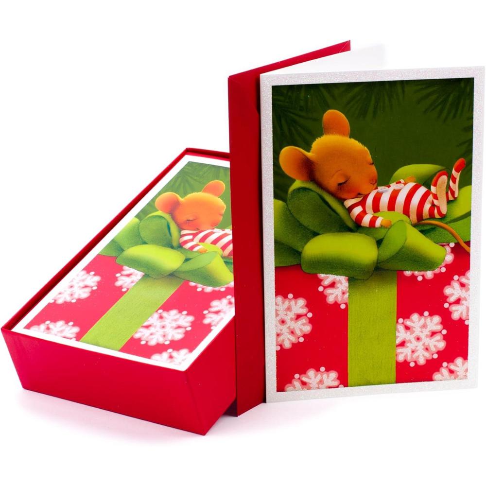 imageHallmark Christmas Cards Boxed with Envelopes Happy Holidays 40 Blue Holiday CardsMerry Christmas Mouse