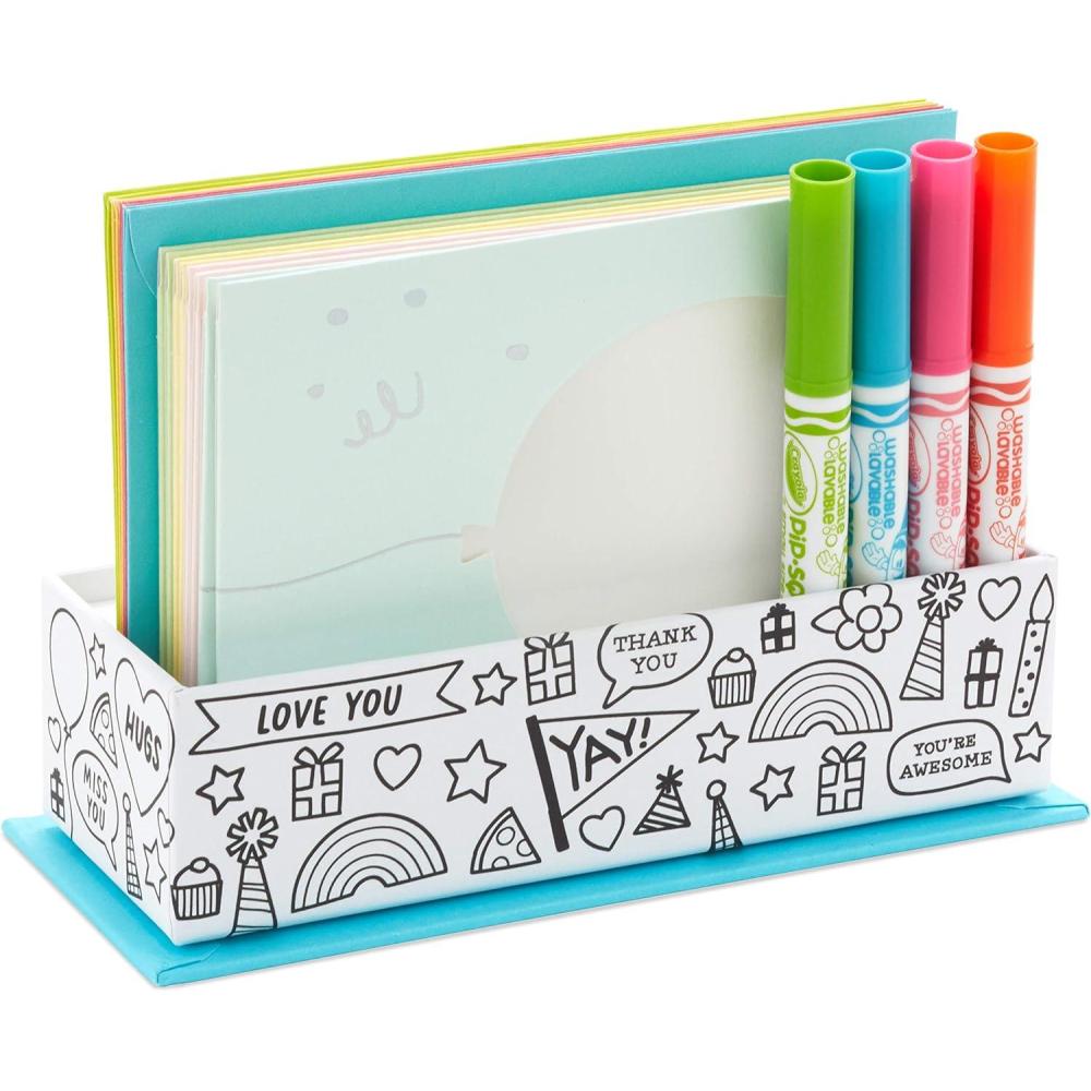 imageHallmark Crayola Coloring Cards Assortment 8 Cards with Envelopes and Markers Color Your Own Thank You and Blank CardsKit