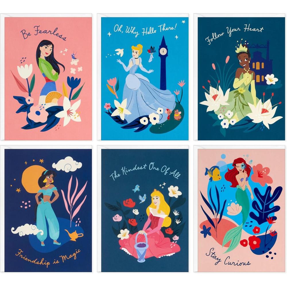 imageHallmark Disney Princess Assorted Blank Note Cards Hellos Pack of 24 Cards with Envelopes