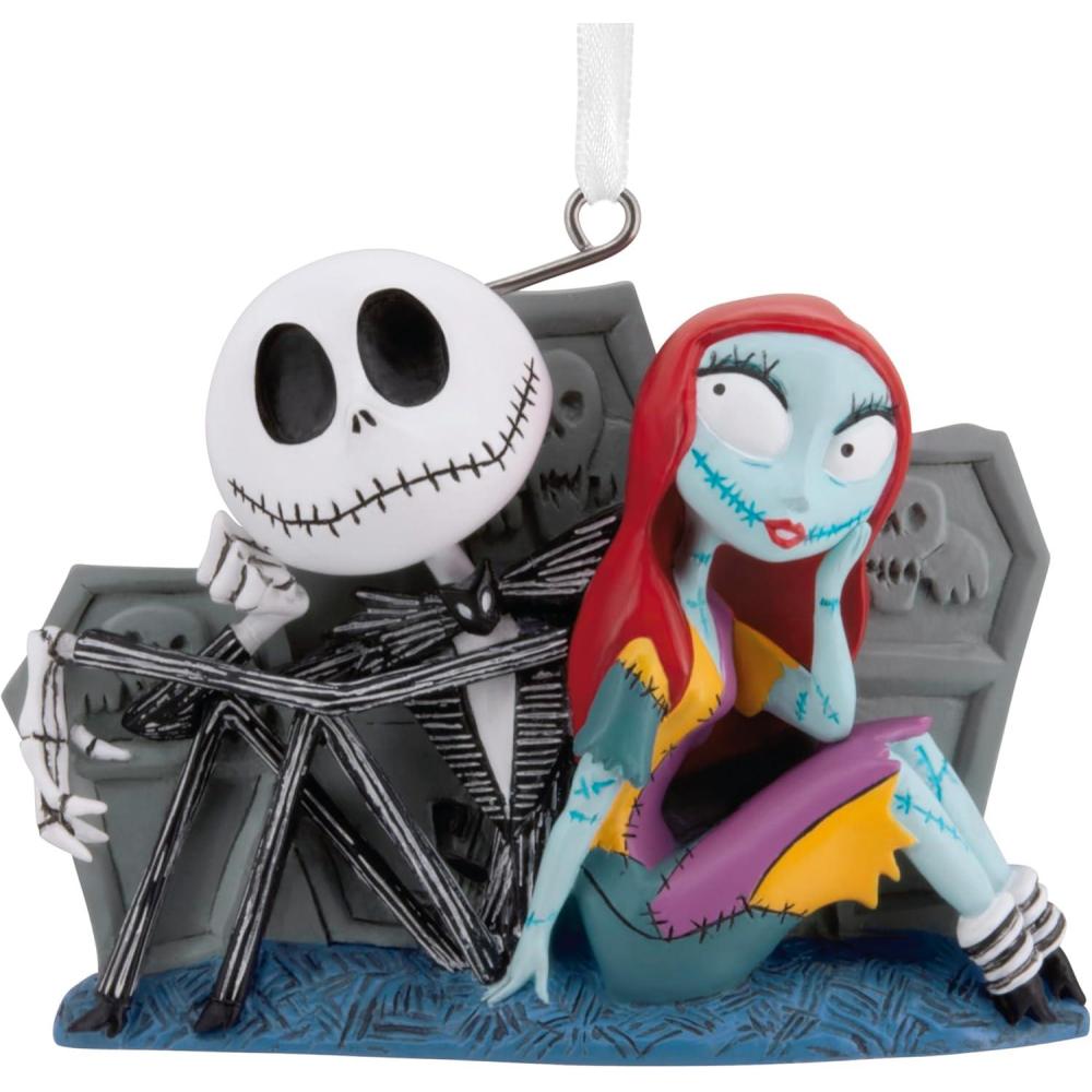 imageHallmark Disney Tim Burtons The Nightmare Before Christmas Jack and Sally with Tombstones Christmas Ornament Gifts for Disney Fans