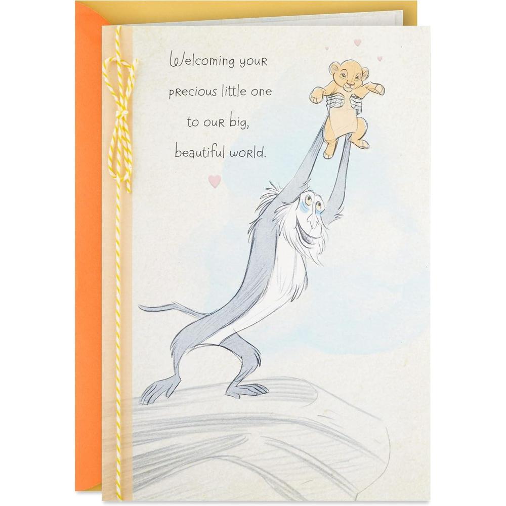 imageHallmark Disney Winnie the Pooh Baby Shower Card with Removable Ornament Pooh and Piglet Welcome New Baby Congratulations Gender RevealLion King  Baby Simba