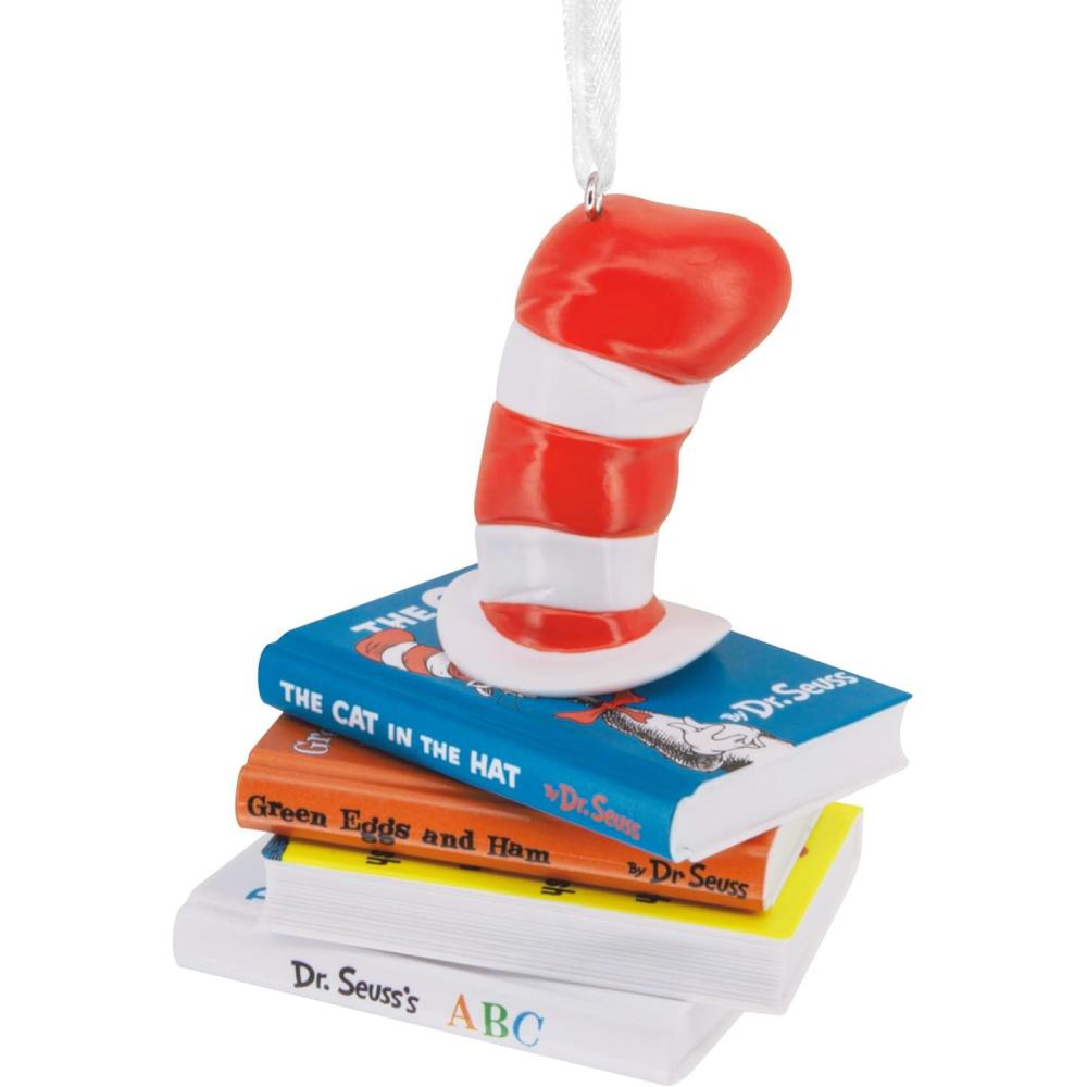imageHallmark Dr Seuss Hat on Books Christmas Ornament Gifts for Dr Seuss Fans
