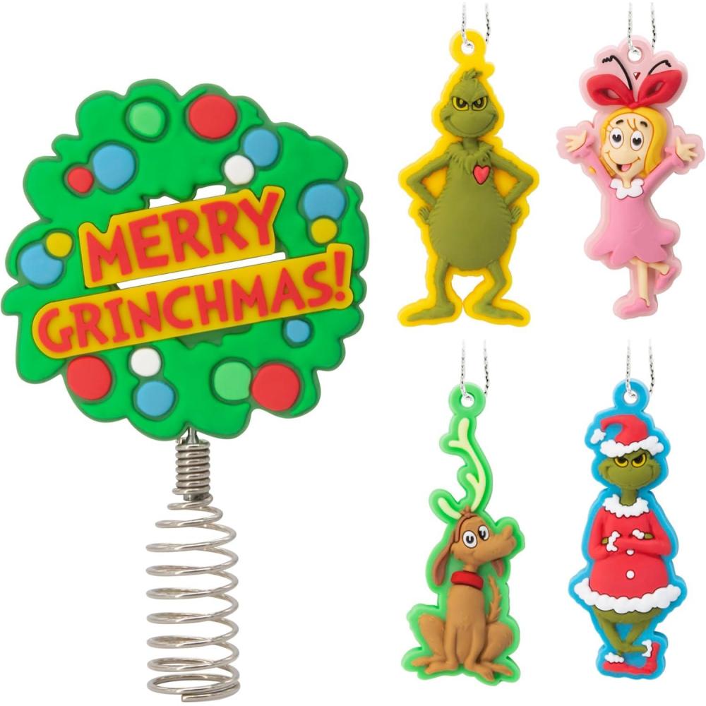 imageHallmark Dr Seusss How The Grinch Stole Christmas Scenes Mini Christmas Ornaments Shatterproof Set of 4Mini Tree Topper