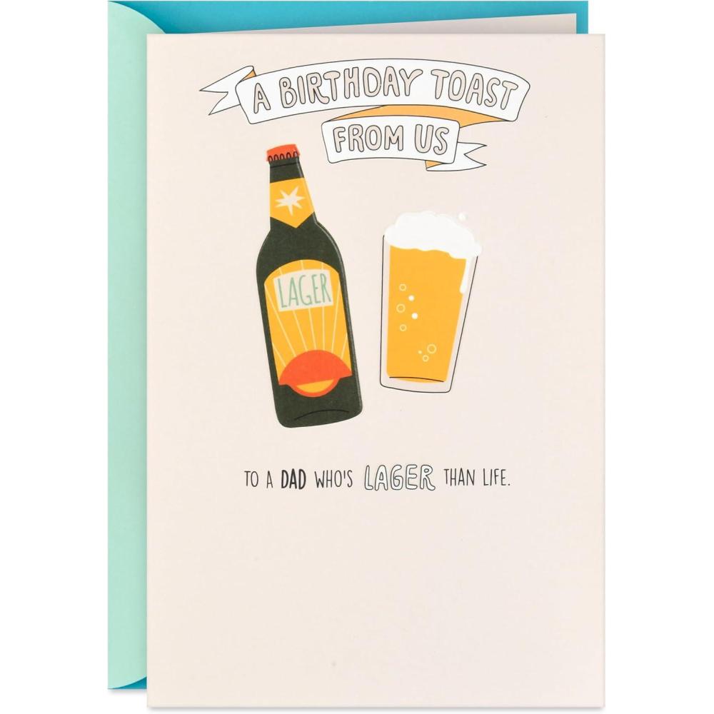 imageHallmark Funny Beer Birthday Card from All of Us To A Dad Whos Lager Than Life