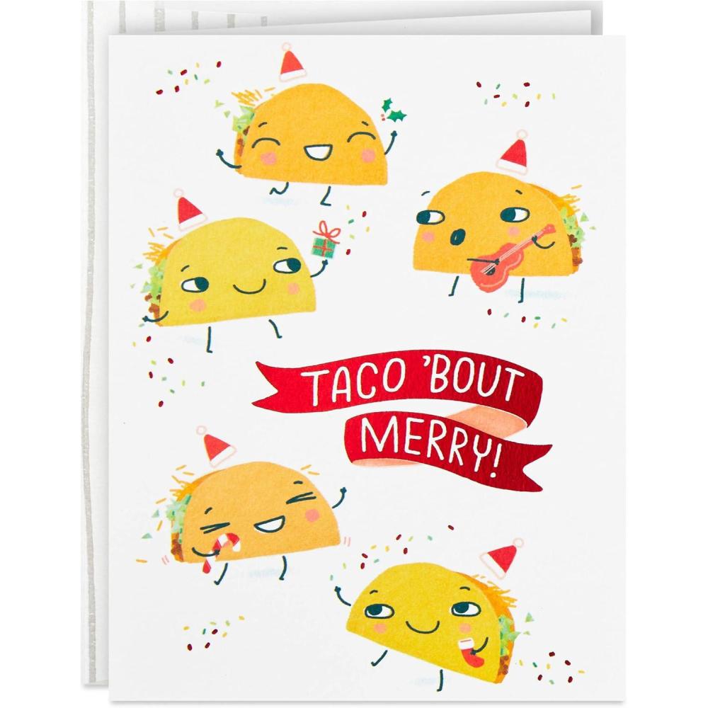 imageHallmark Good Mail Cute Christmas Cards 3 Cards with Envelopes Favorite Bish Smolidays Tons of TinselTacos Fun Holiday Cards