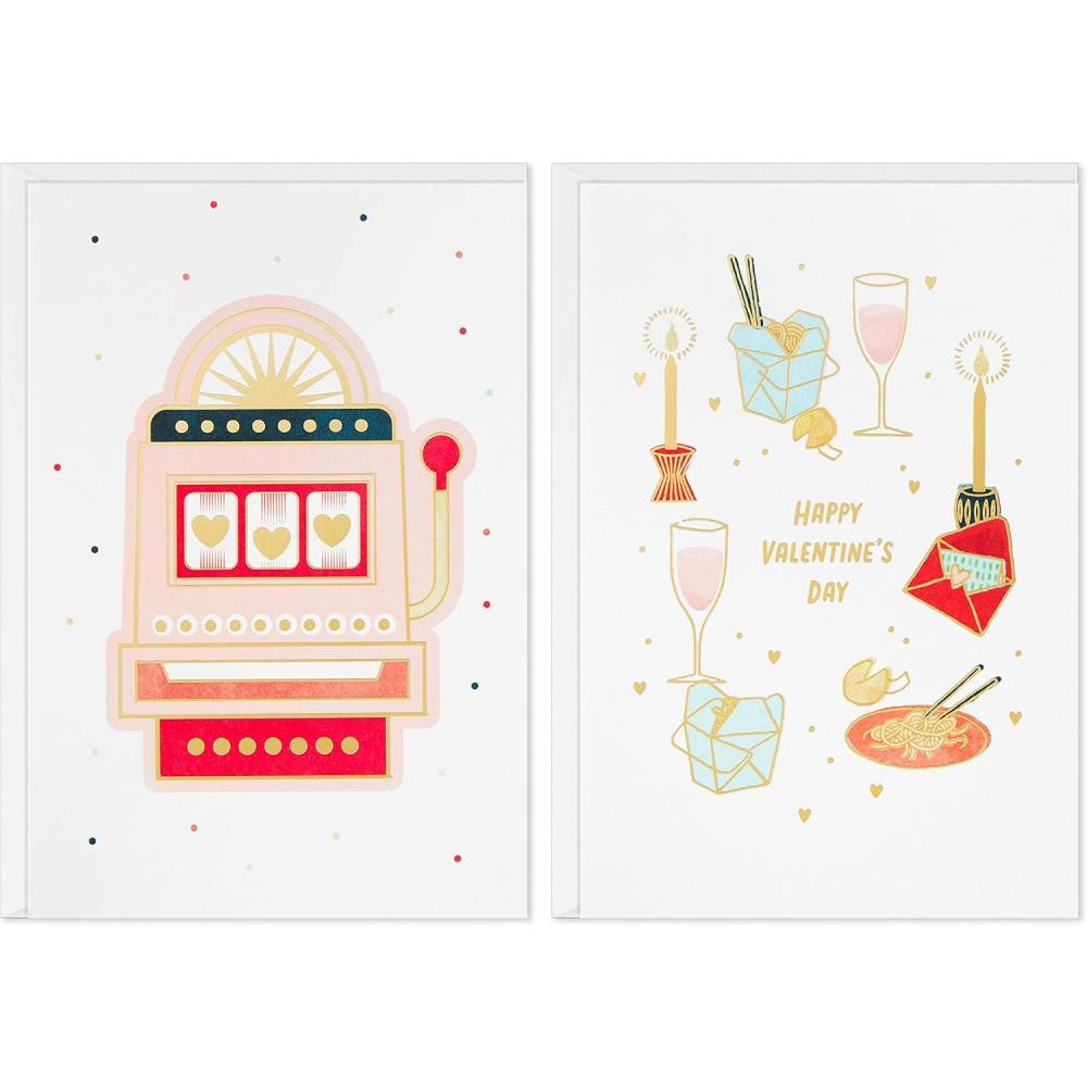 imageHallmark Good Mail Pack of 2 Love Cards Slot Machine and Takeout 1 Valentines Day Card 1 Romantic Card for Any OccasionSlot Machine and Take Out