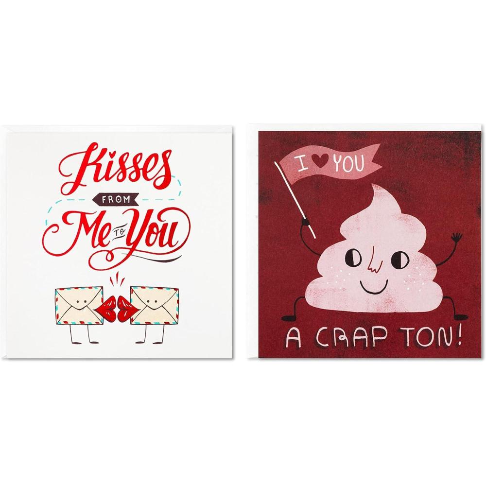 imageHallmark Good Mail Pack of 2 Love Cards Smores 1 Valentines Day Card 1 Romantic Card for Any OccasionKisses and Crap Ton  2 Cards with Envelopes