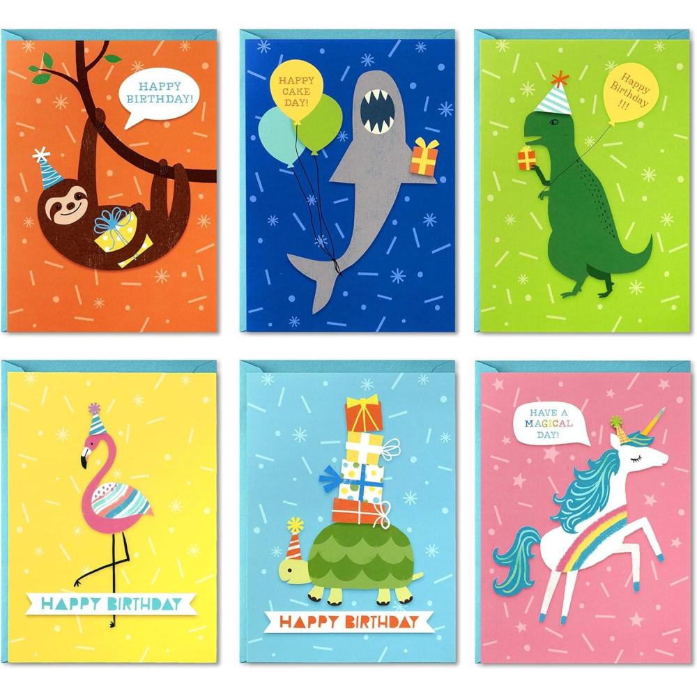 imageHallmark Grade School Graduation Cards for Kids 6 Cards with Envelopes for Preschool Kindergarten 6th Grade 8th Grade and Middle School GraduatesDinosaurs  Sloths  Unicorns  Flamingos  Turtles  Sharks