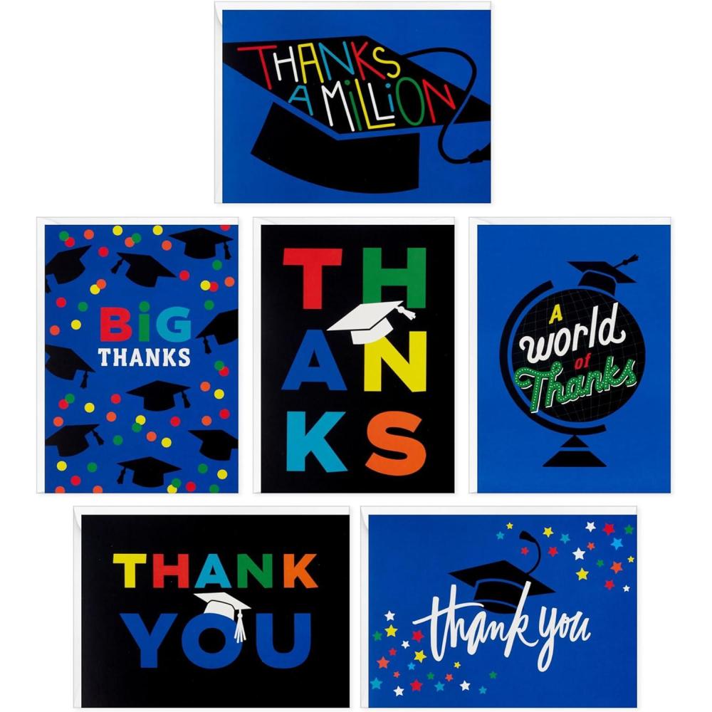 imageHallmark Graduation Card Assortment 16 Cards with Envelopes Inspirational QuotesBlack and Blue