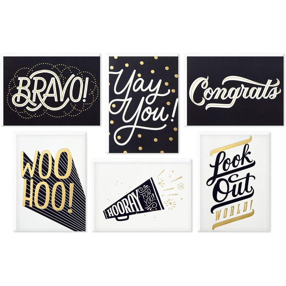imageHallmark Graduation Cards Bulk Assortment Retro Rainbow 36 Blank Cards with Envelopes 6 Designs for High School Kindergarten Middle School College and College GraduatesCongratulations Cards