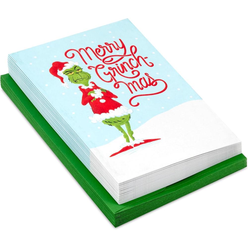 imageHallmark Grinch Christmas Christmas Cards Boxed Merry Grinchmas 16 Cards with Envelopes Dr Seuss How the Grinch Stole Christmas
