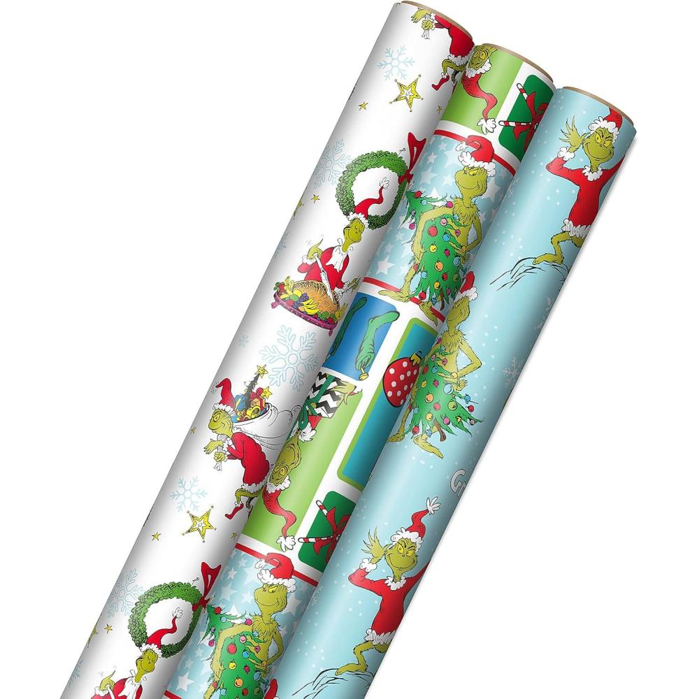 imageHallmark Grinch Christmas Gift Bags for Kids 2 Bags 1 Large 13quot 1 Extra Large 15quot Grinch with Max and Sleigh Dr Seuss How the Grinch Stole ChristmasWrapping Paper
