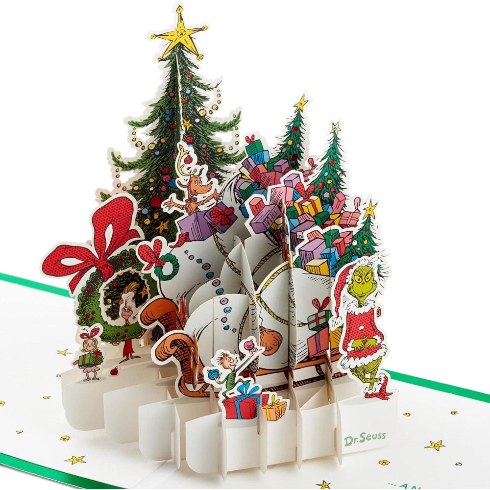 imageHallmark Grinch Pop Up Christmas Card Dr Seuss How the Grinch Stole Christmas Signature Paper Wonder 3D CardDr Seuss  Grinch Pop Up