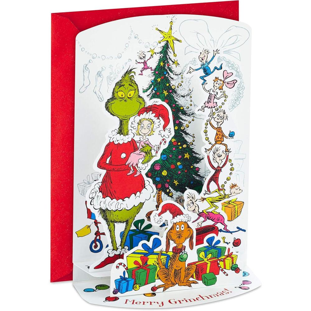 imageHallmark Grinch Pop Up Christmas Cards Bulk Merry Grinchmas 8 3D Cards with Envelopes Dr Seuss How the Grinch Stole ChristmasGrinch Pop Up Cards