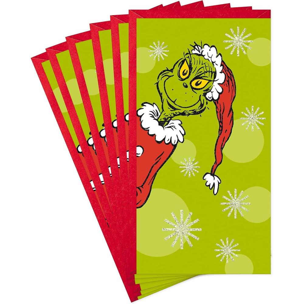 imageHallmark Grinch Pop Up Christmas Cards Bulk Merry Grinchmas 8 3D Cards with Envelopes Dr Seuss How the Grinch Stole ChristmasThe Grinch  6 Money Holders with Envelopes