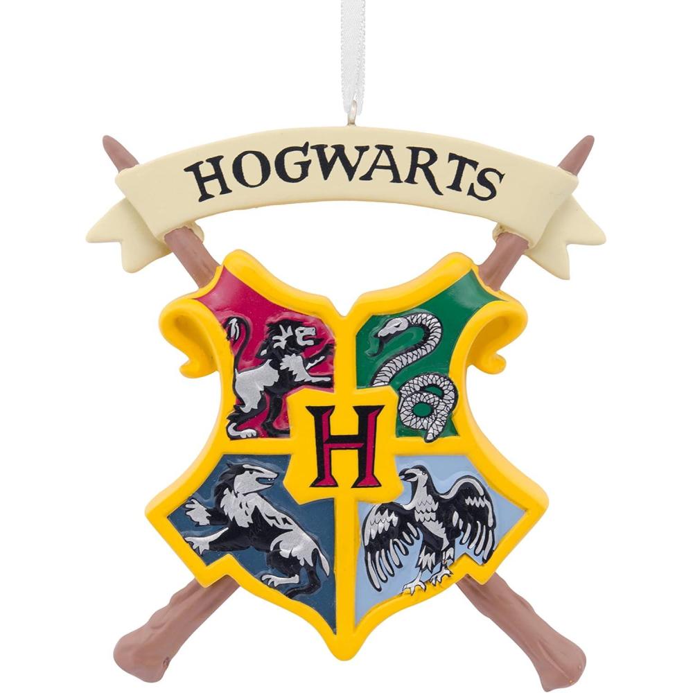 imageHallmark Harry Potter Stacked Books with Wand Christmas OrnamentResin 223 x 275 x 228 inches 0002HCM9130Hogwarts Crest