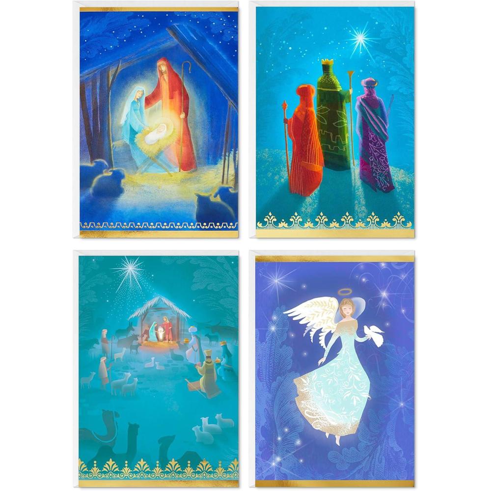 imageHallmark Image Arts Boxed Religious Christmas Cards Assortment Painted Nativity 4 Designs 24 Cards and Envelopes
