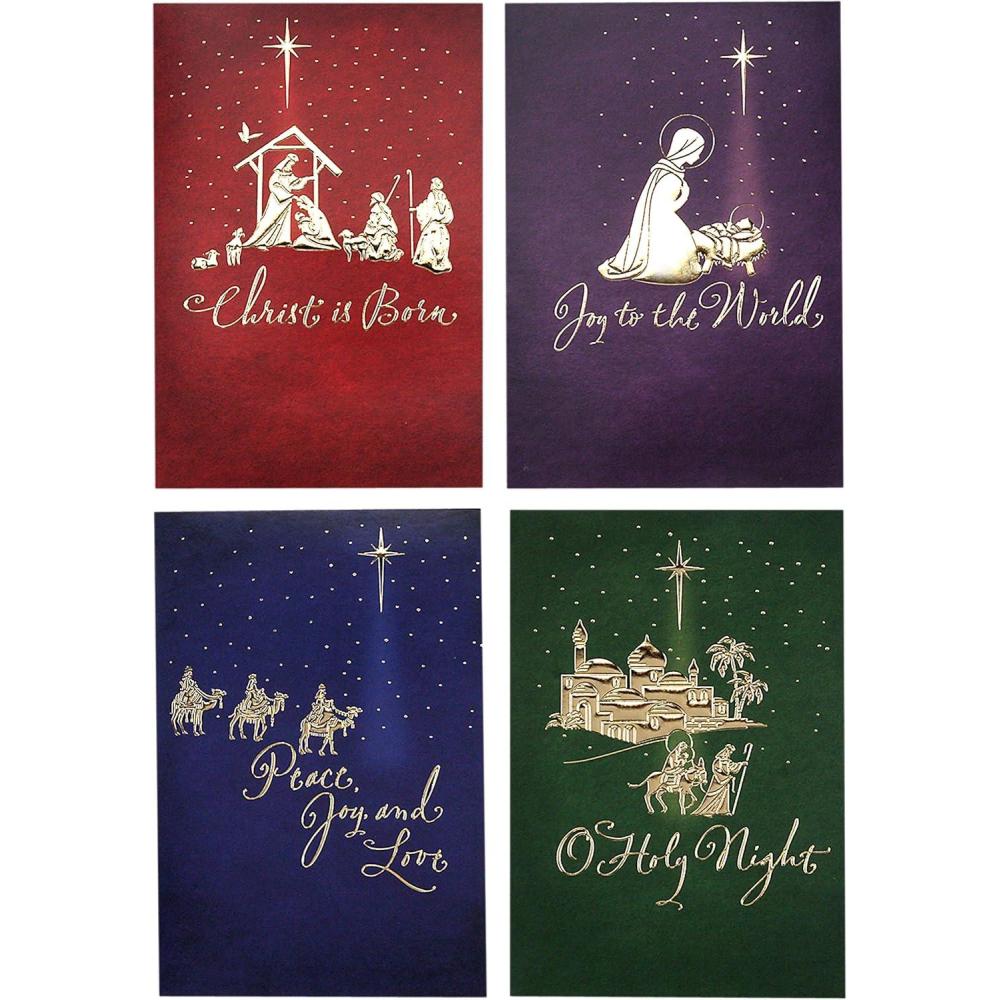 imageHallmark Image Arts Religious Boxed Christmas Cards Assortment 4 Designs 24 Christmas Cards with EnvelopesGold Foil Icons  Religious Card Assortment