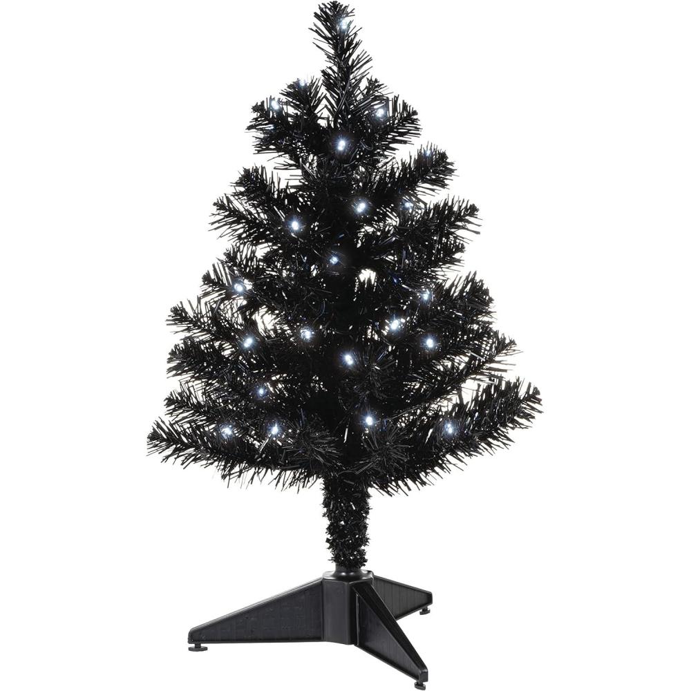 imageHallmark Keepsake 2022 Miniature Halloween Tree Black Christmas Tree with Lights 1875quotMini Black Christmas Tree