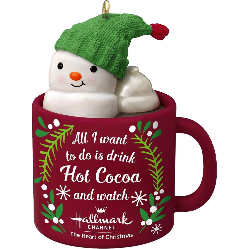 imageHallmark Keepsake Christmas Ornament 2019 Year Dated I I Love Hallmark Channel Snowman in Mug Challen