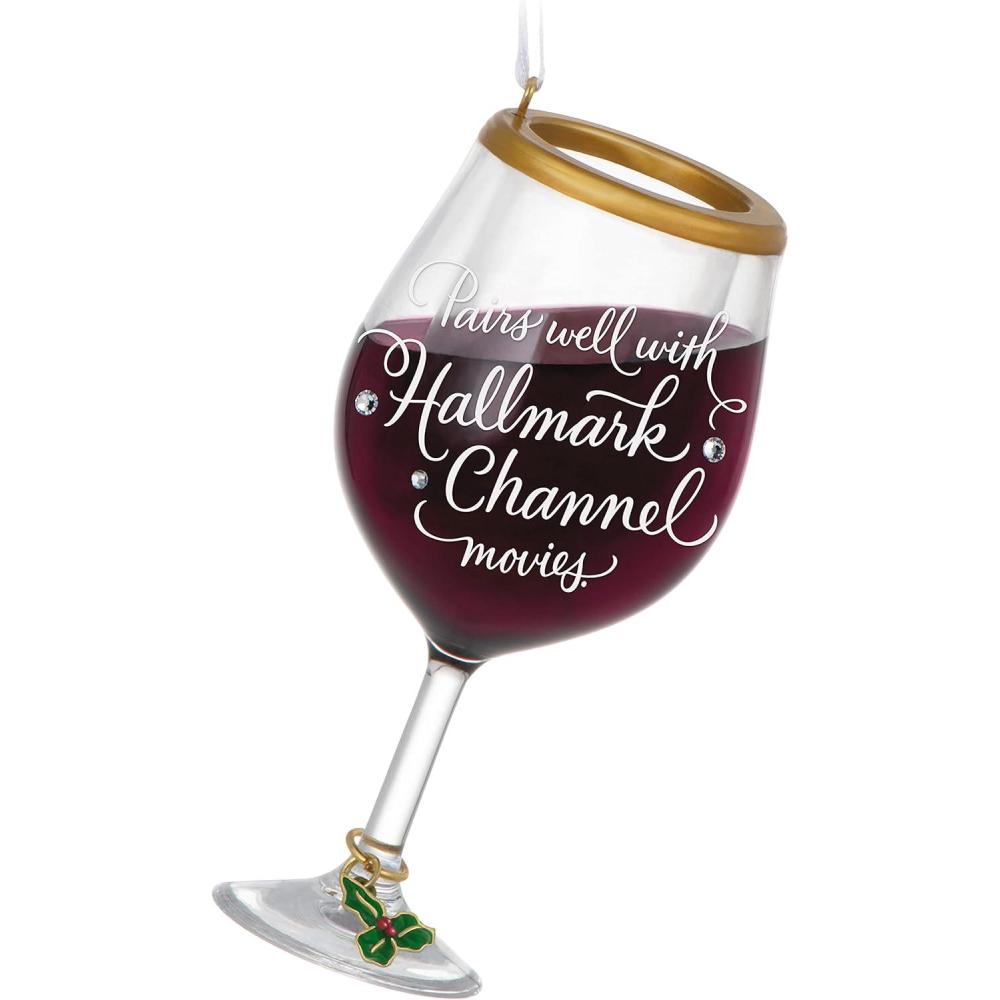 imageHallmark Keepsake Christmas Ornament 2021 Hallmark Channel The Perfect Pairing Wine Glass