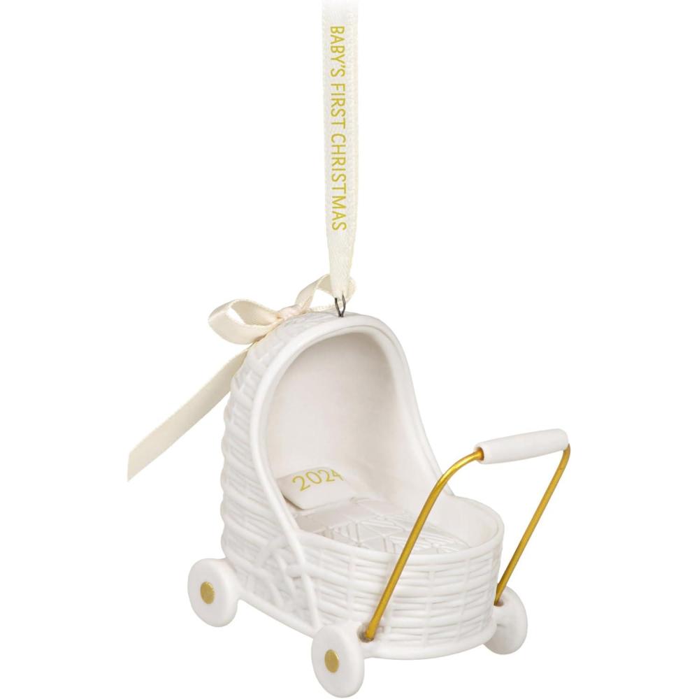 imageHallmark Keepsake Christmas Ornament 2024 Babys First Christmas Pram Porcelain Baby Gift2024 Baby Pram