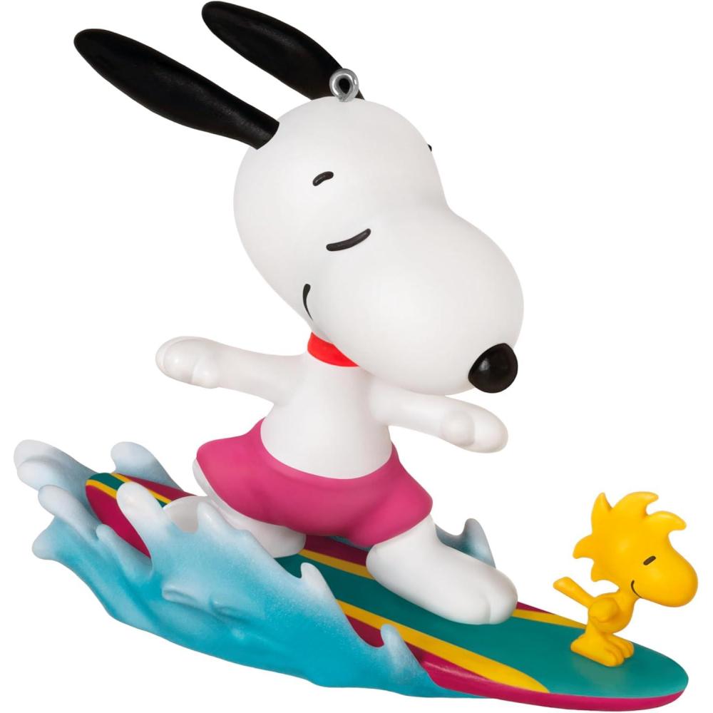 imageHallmark Keepsake Christmas Ornament 2025 Peanuts 75th Anniversary Snoopy as The Flying Ace Musical Gifts for Peanuts FansSnoopy Surfs Up