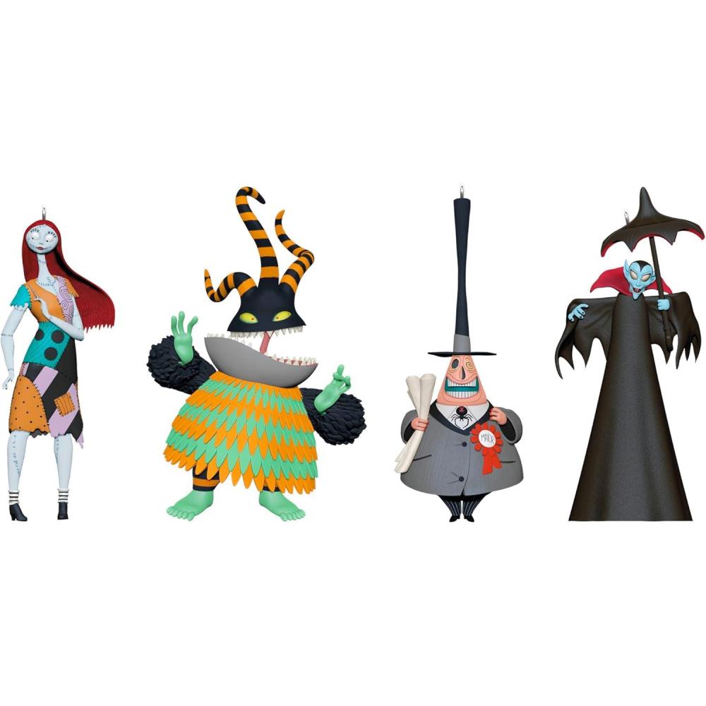 imageHallmark Keepsake Halloween Ornaments 2025 Disney Tim Burtons The Nightmare Before Christmas Citizens of Halloween Town Set of 4 Gifts for The Nightmare Before Christmas FansSally  Mayor  Harlequin Demon  Vampire