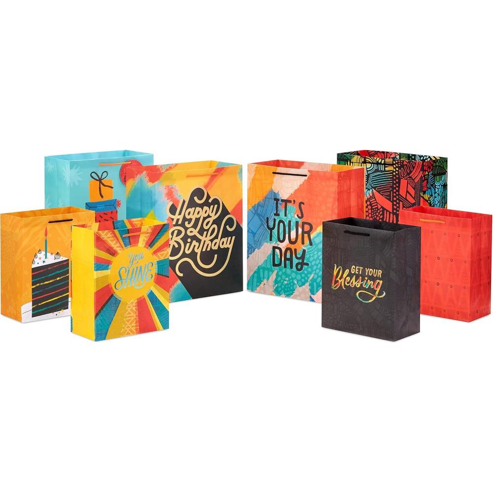 imageHallmark Mahogany 13quot Large Birthday Gift Bag Bundle 3 Bags Happy Birthday Youre My Shero Candles for Mom Sister Daughter Friend Aunt Nana1 Count Pack of 8