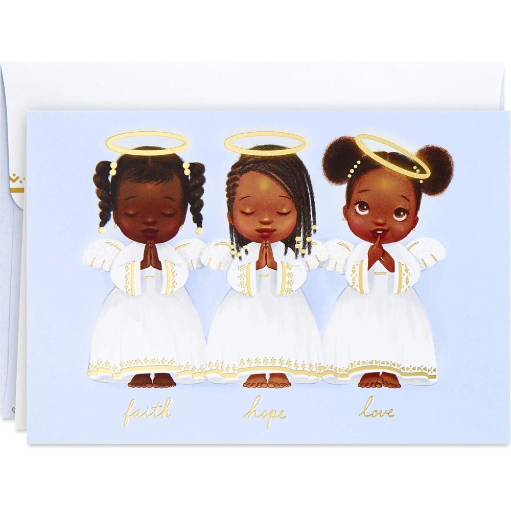 imageHallmark Mahogany Boxed Christmas Cards Three Angels 16 Cards and 17 EnvelopesThree Angels  Mahogany Cards