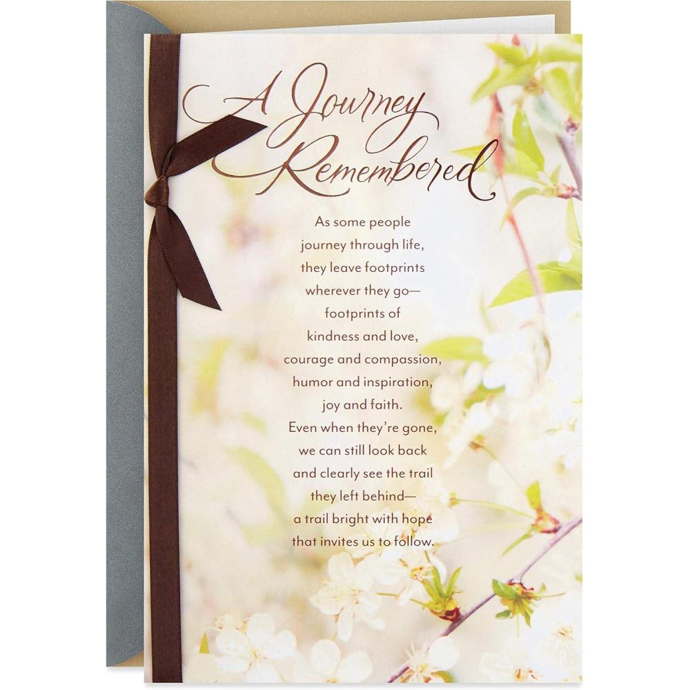 imageHallmark Mahogany Religious Sympathy Greeting Card They Leave Footprints