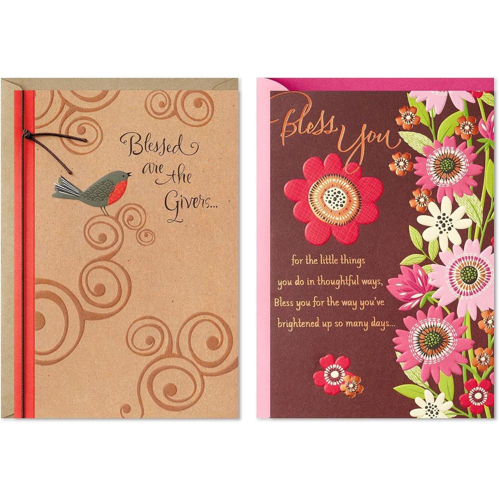 imageHallmark Mahogany Religious Thank You Cards Pack of 2 Blessed for Nurses Day Administrative Professionals Day Clergy and MoreBlessed