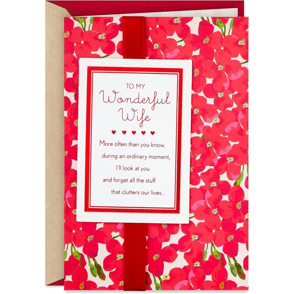 imageHallmark Mahogany Valentines Day Card for Wife or Girlfriend Love of a LifetimePink Flowers