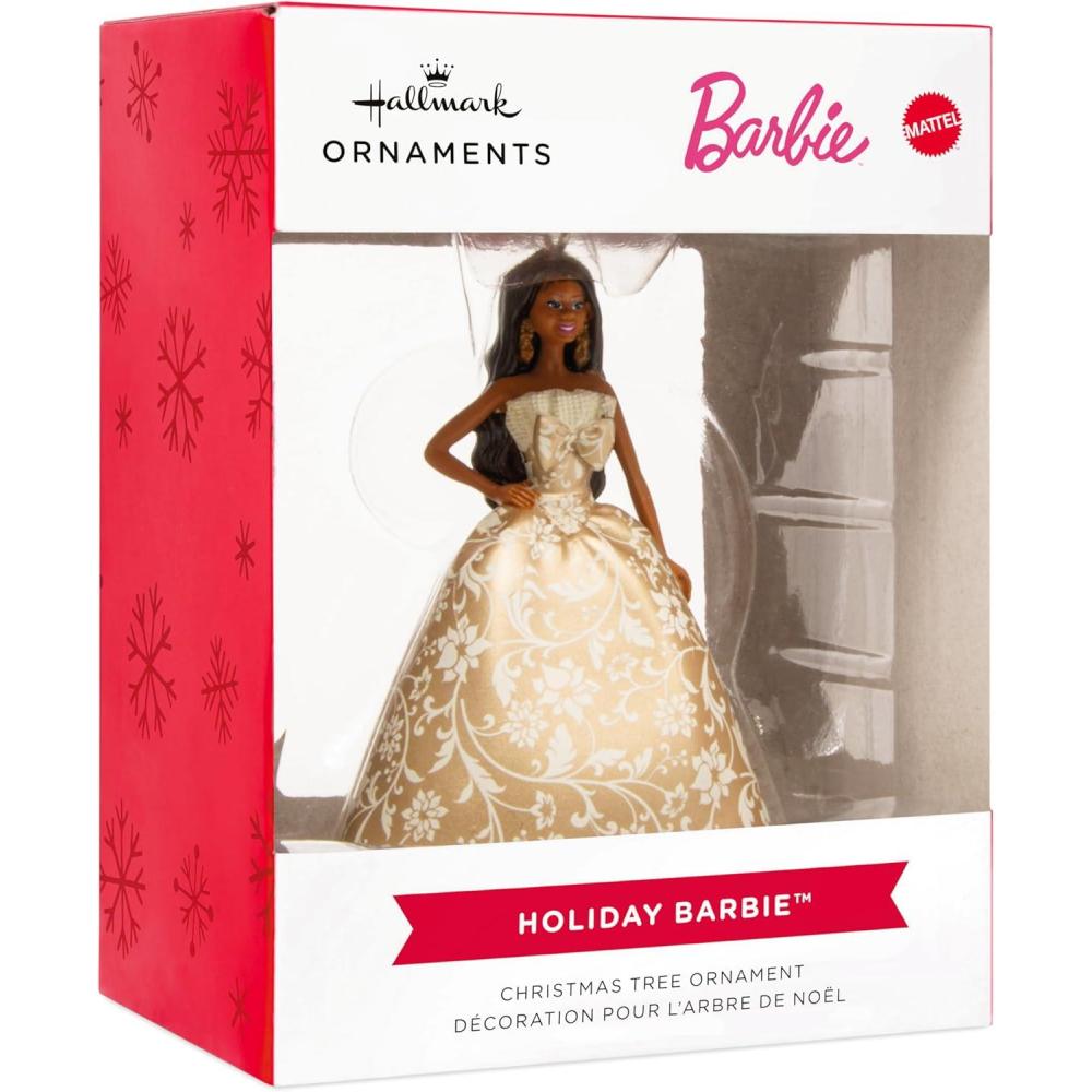 imageHallmark Mattel Black Holiday Barbie 2025 Christmas Ornament Gifts for Barbie Fans