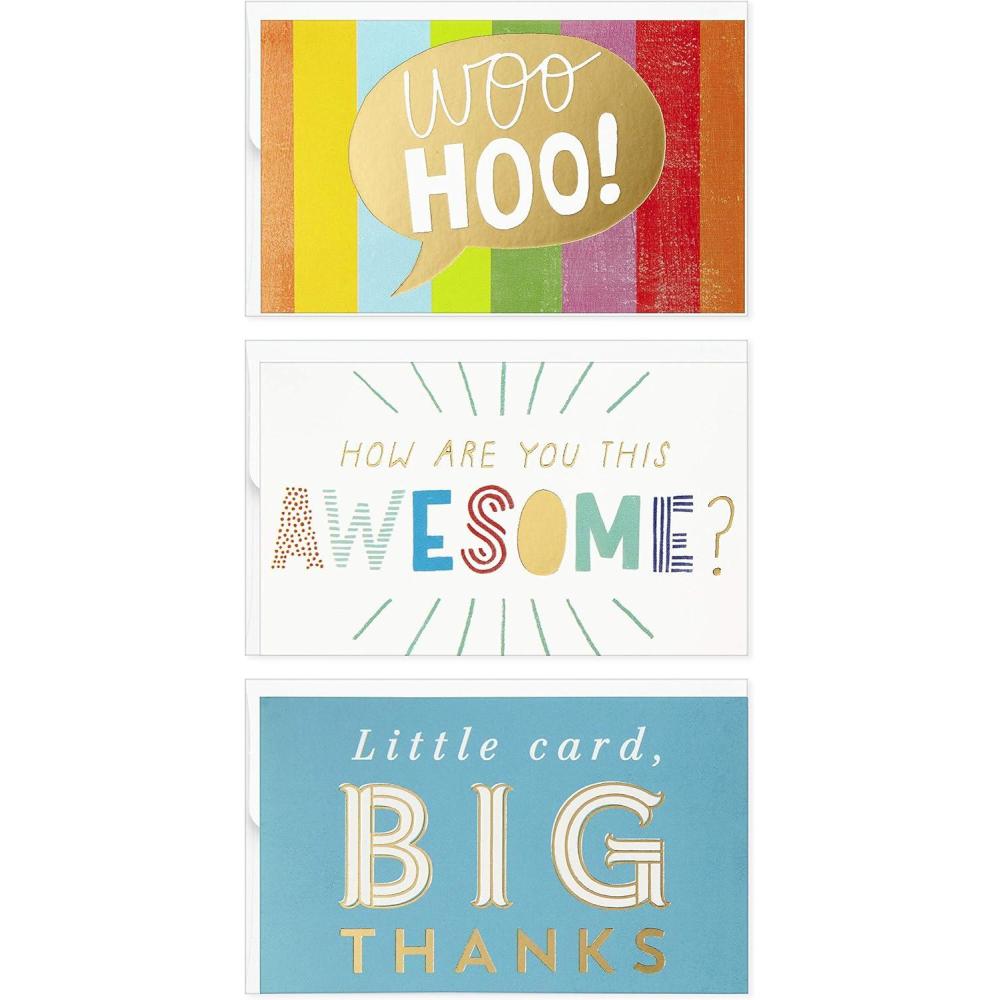 imageHallmark Mini Blank Cards for Kids Woo Hoo 12 Assorted 25quot x 35quot Lunch Box Cards Encouragement Cards Thank You Cards
