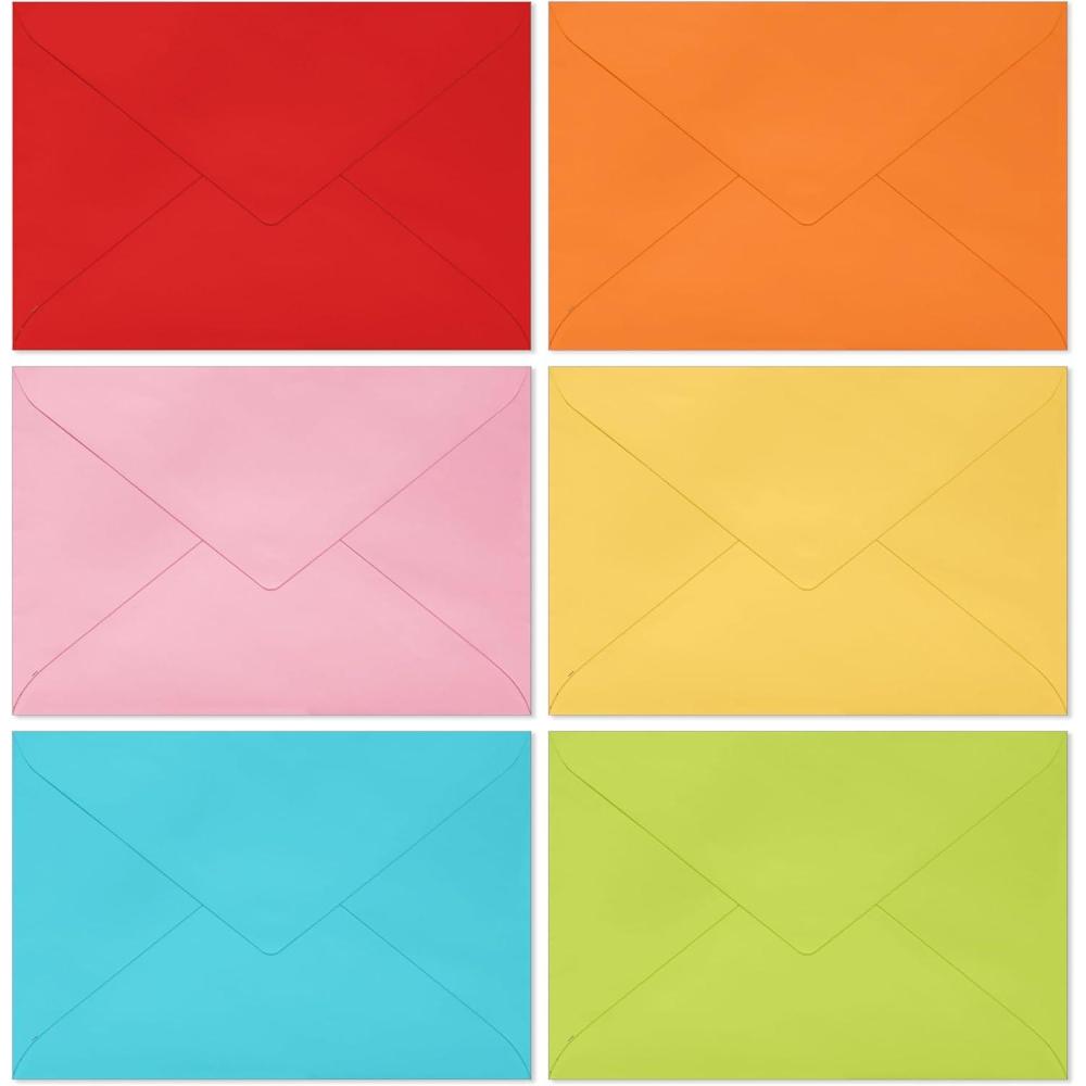 imageHallmark Multicolor Bulk Envelope Assortment 100 Envelopes Red Orange Yellow Pink Lime Green Turquoise Blue