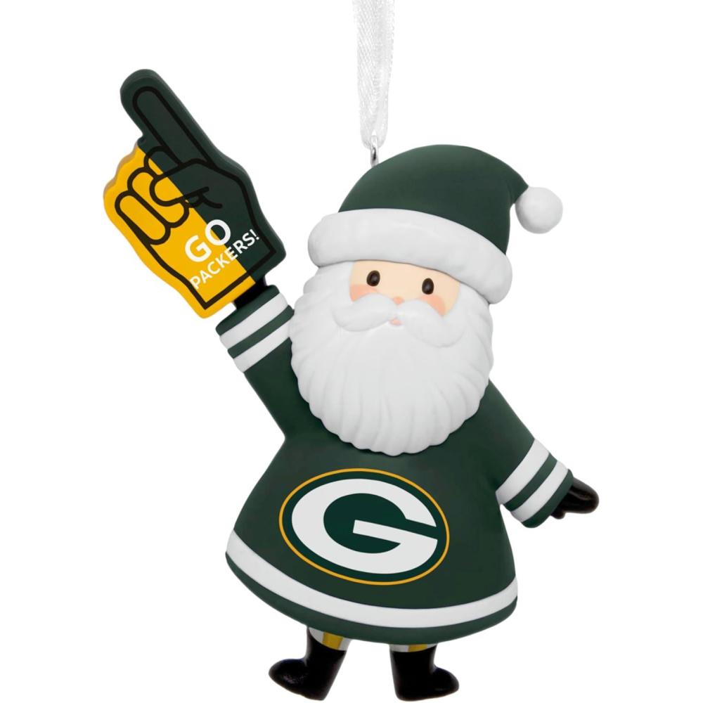 imageHallmark NFL Green Bay Packers Santa Fan Christmas Ornament Gifts for Sports Fans