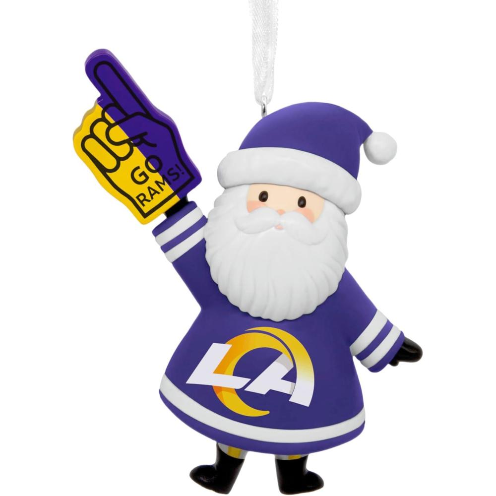 imageHallmark NFL Los Angeles Rams Santa Fan Christmas Ornament Gifts for Sports Fans